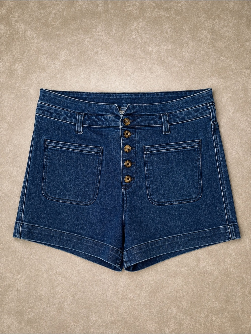 Pilcro Anthropologie High-Rise Slim Denim Shorts Button Fly 30